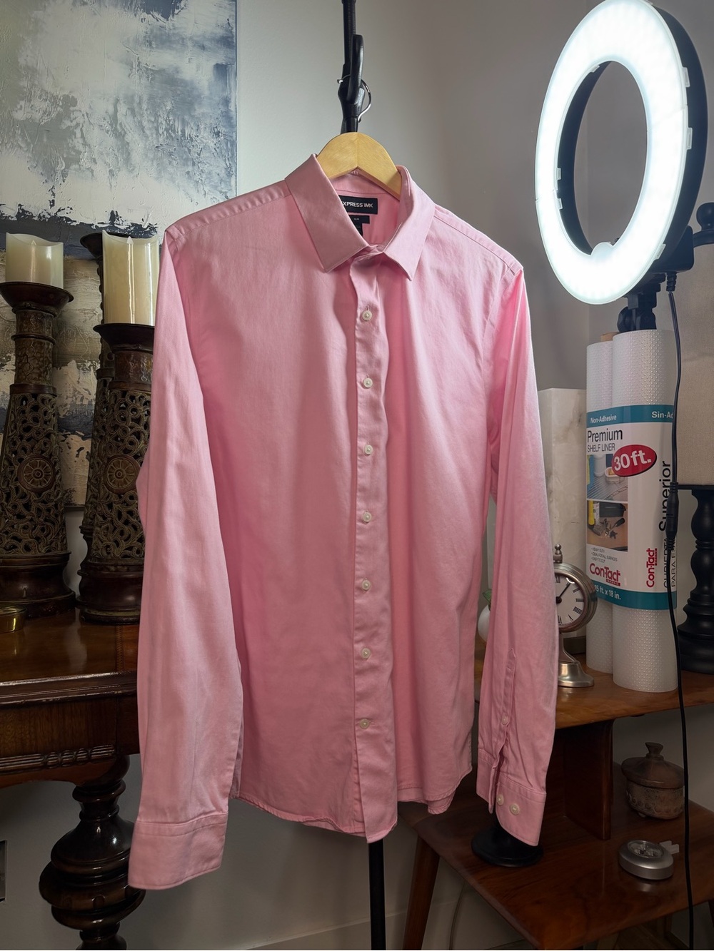 Express Light Pink Long-Sleeve Dress Shirt